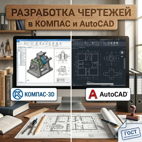 Разработка чертежей в Компас и AutoCAD